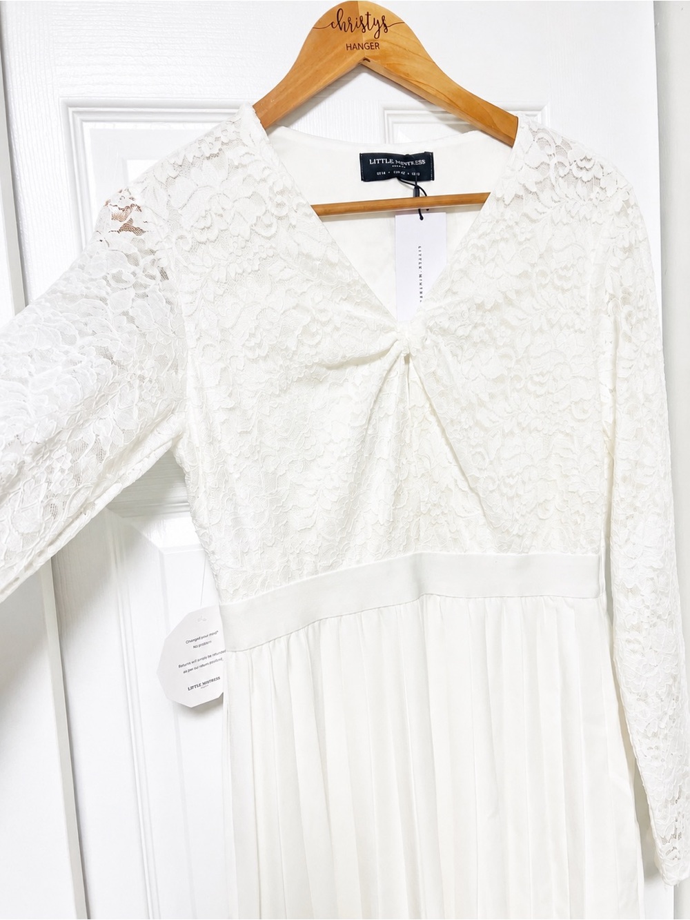 NWT Little Mistress White Lace Pleated Midi Maxi Dress Size US 10 UK 14 Bridal S - Picture 4 of 7